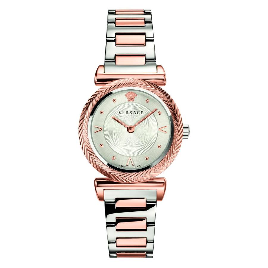 Versace V-Motif Vintage Logo Quartz Silver Dial Ladies Watch VERE00718