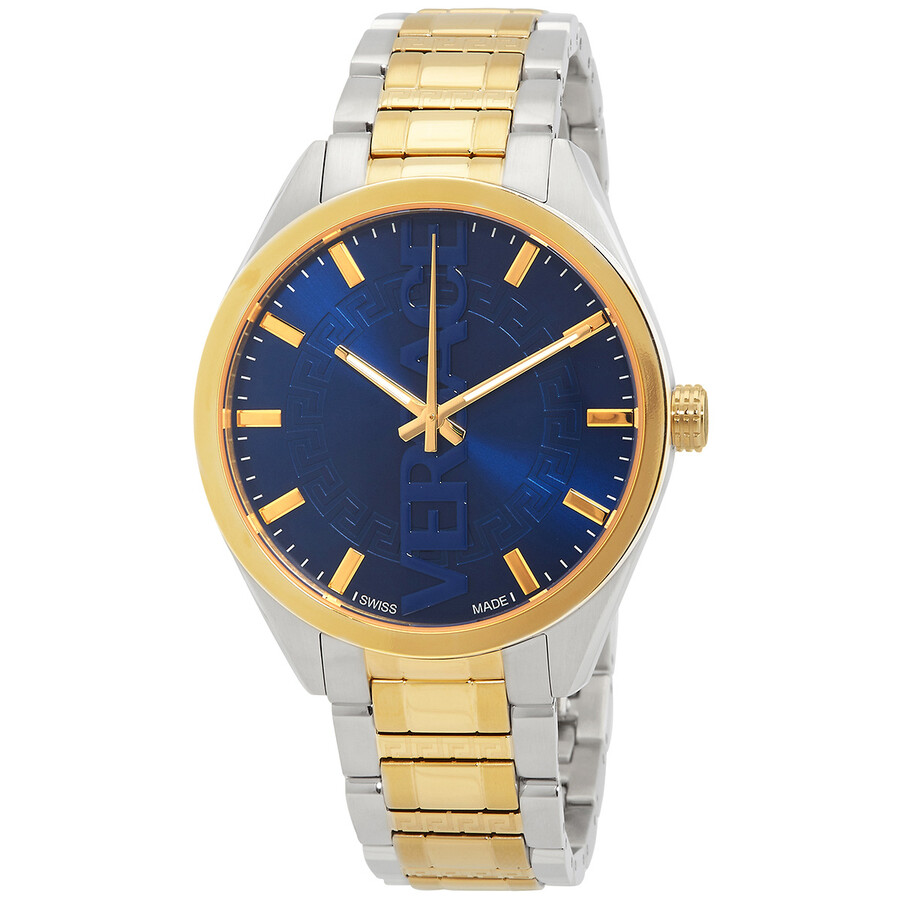 Versace V-Vertical Quartz Blue Dial Two-Tone Men's Watch