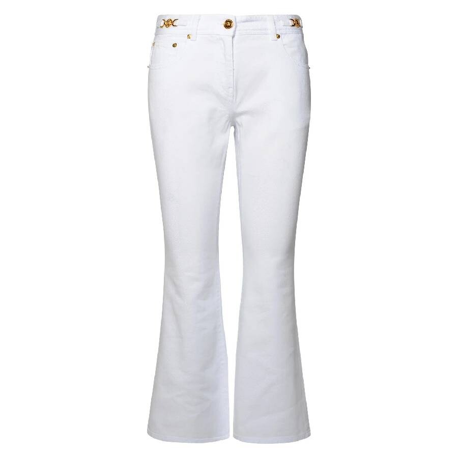 White Cropped Flared Jeans, Size 27