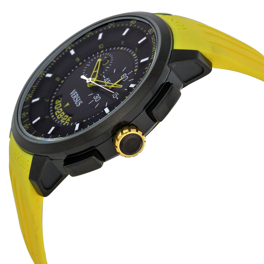 Versus by Versace Manhattan Chronograph Black Dial Yellow Rubber Men's