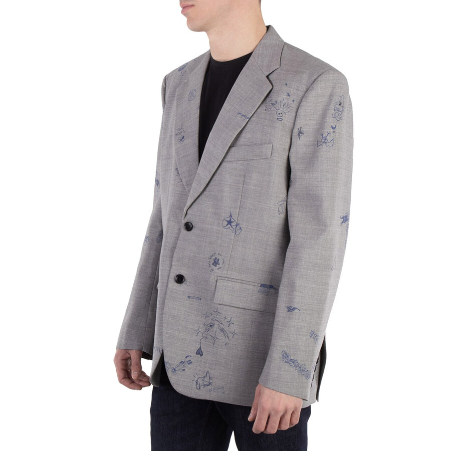 Grey Scribbled Tailored Jacket