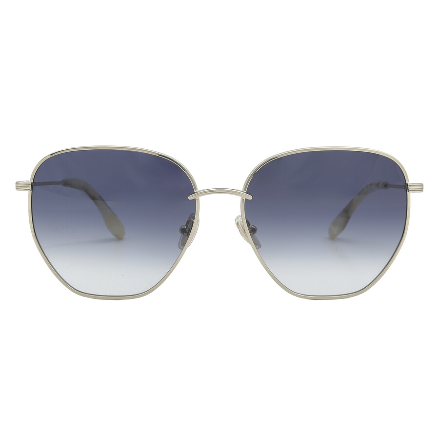 Victoria Beckham Geometric Square Metal Sunglasses In Blue / Gold