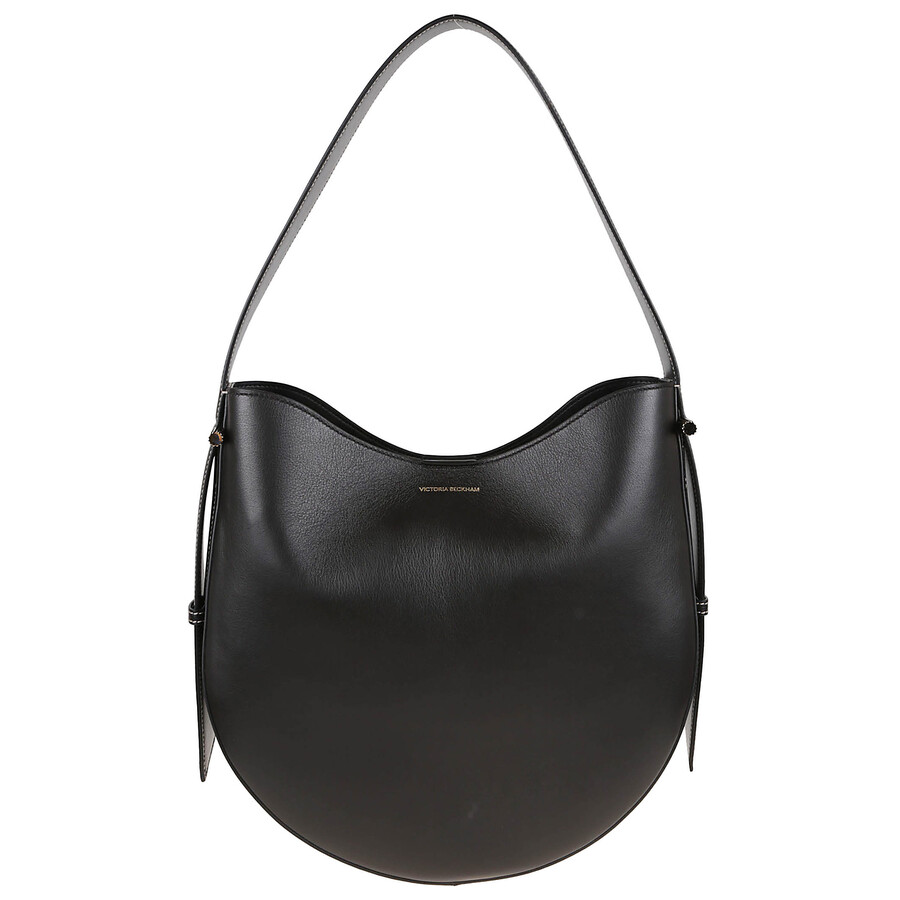 Victoria Beckham Curved Smooth Shoulder Strap Side Buckle Bag In Black