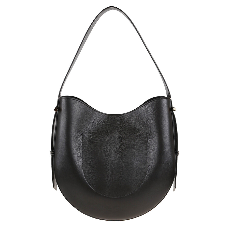 Victoria Beckham Curved Smooth Shoulder Strap Side Buckle Bag In Black