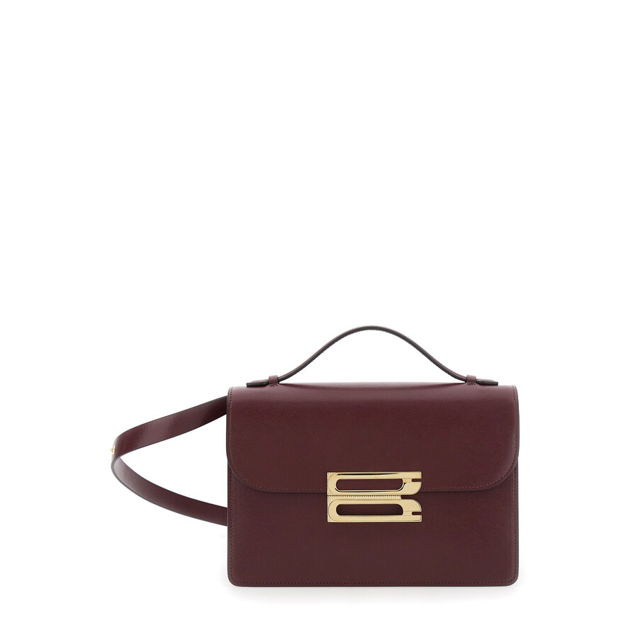 Victoria Beckham Dorian Bordeaux Shoulder Bag With Adjustable And Removable Shoulder Strap And Logo Plaque On The Fro In Red