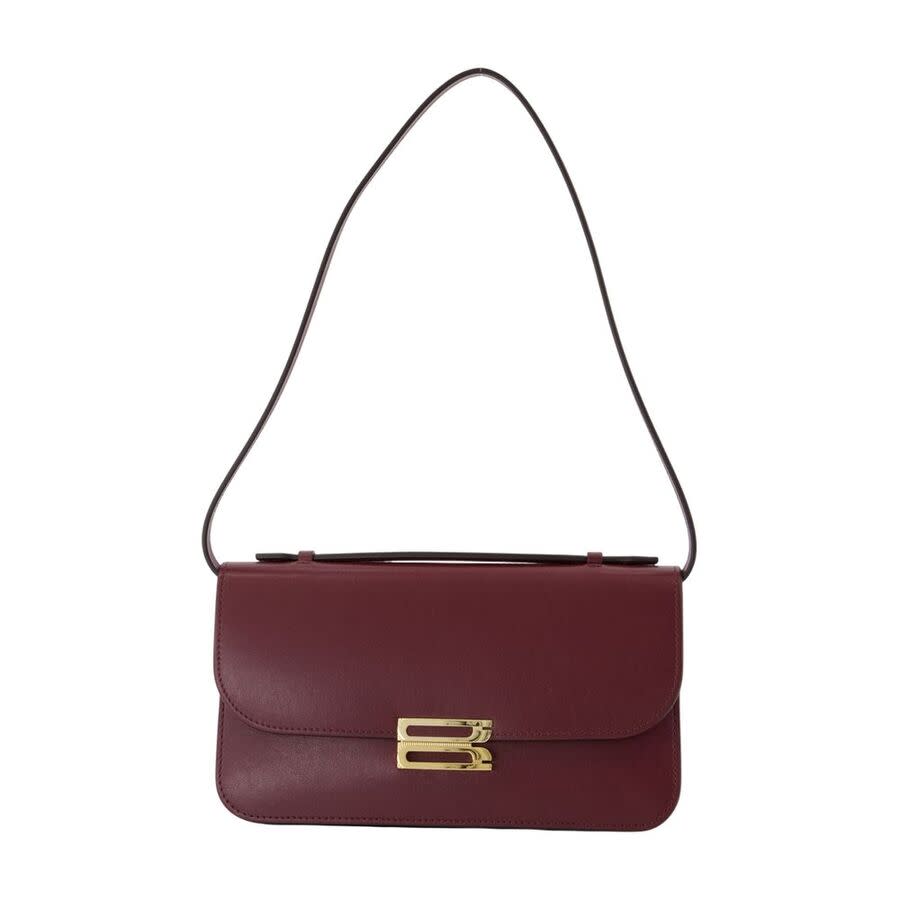 Victoria Beckham Midi Dorian Pochette Shoulder Bag Burgundy