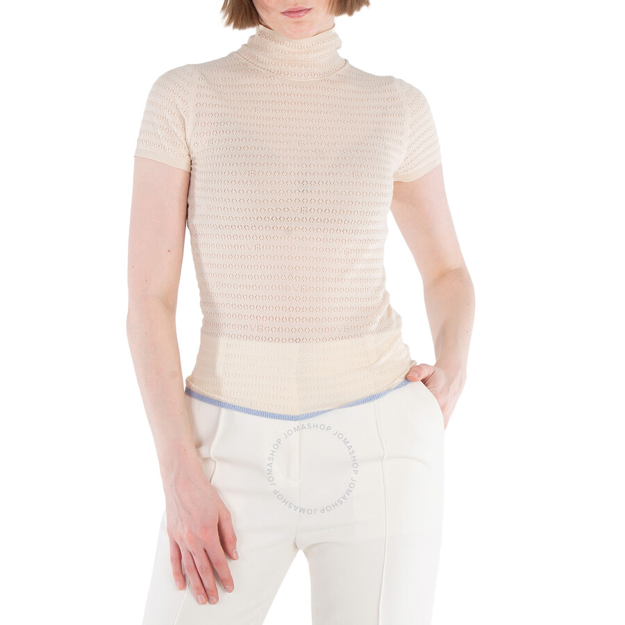 Victoria Beckham Polo Neck Knitted T-shirt In Neutral