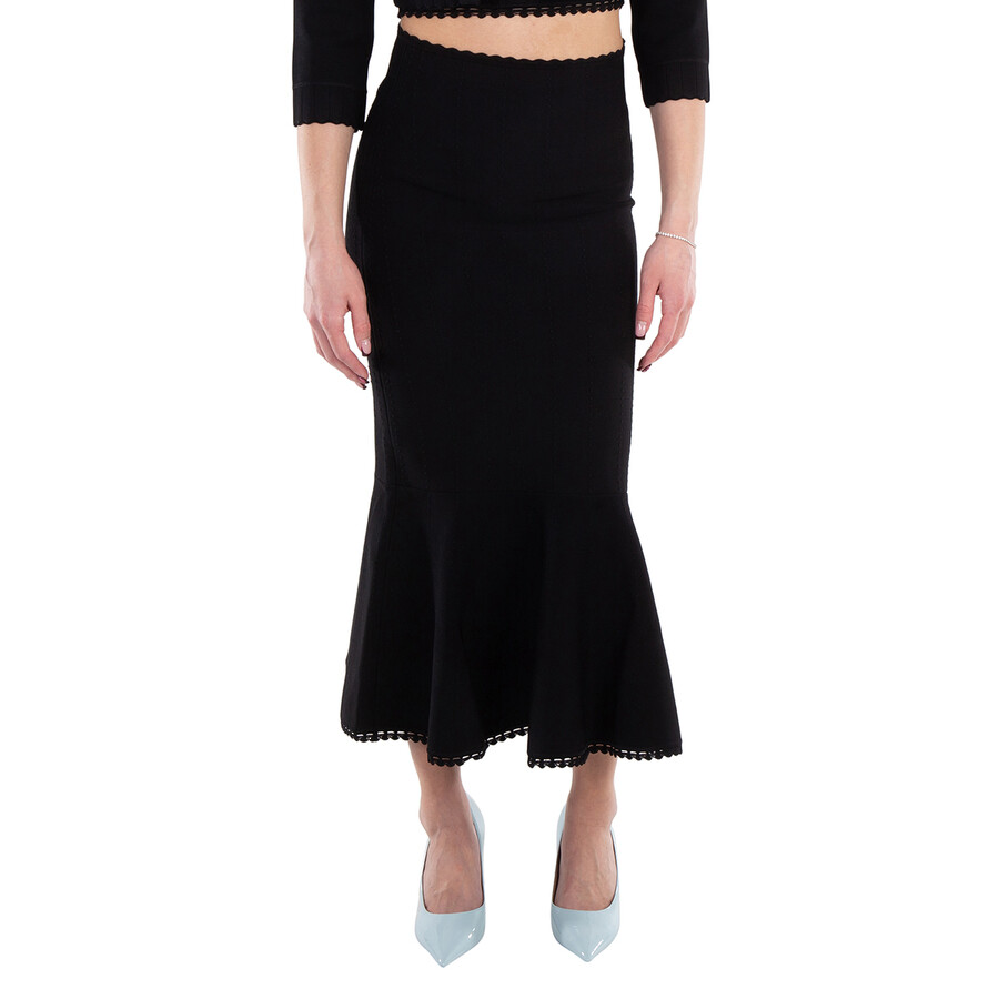 Scallop Trim Flared Skirt