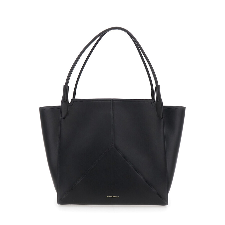 Victoria Beckham Victoria Black Handbag With V Stitching On The Front And Embossed Logo Lettering On In Black
