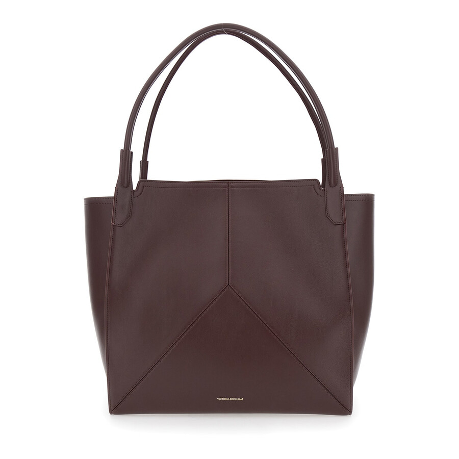 Victoria Beckham Victoria Bordeaux Handbag With V Stitching On The Front And Embossed Logo Lettering In Red