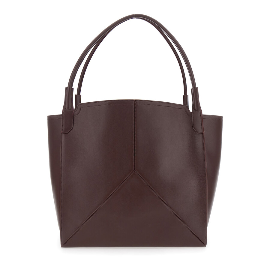 Victoria Beckham Victoria Bordeaux Handbag With V Stitching On The Front And Embossed Logo Lettering In Red