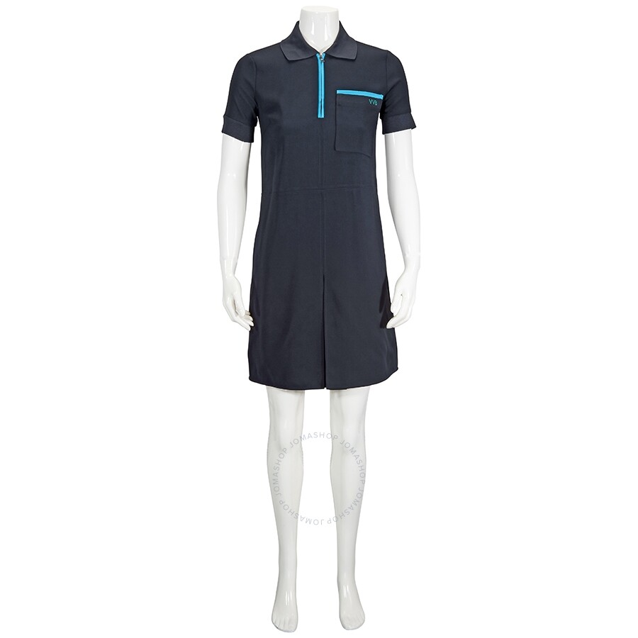 Shop Victoria Beckham Womens Knit Collar Dress In Blue