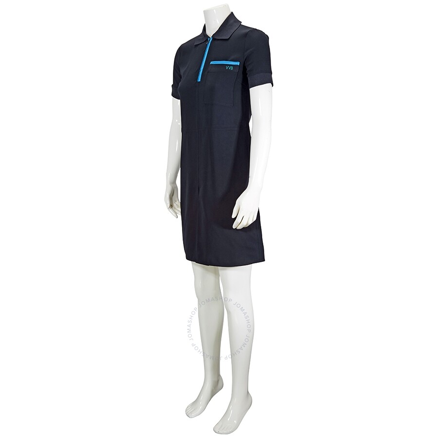 Shop Victoria Beckham Womens Knit Collar Dress In Blue