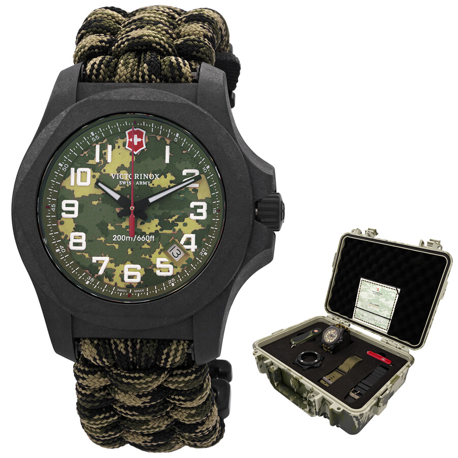 ♡‪‪❤︎‬♡ Victorinox I.N.O.X . Carbon Quartz Green Dial Men's Watch