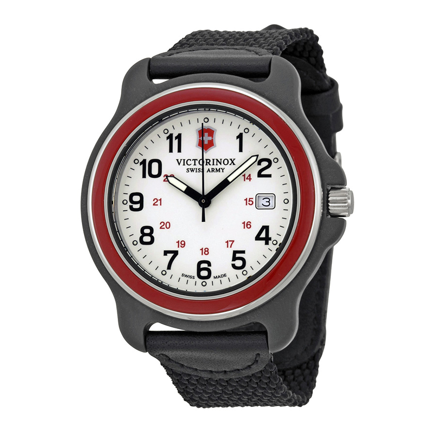 Victorinox Original XL White Dial Black Nylon Strap Men's Watch 249085. ...