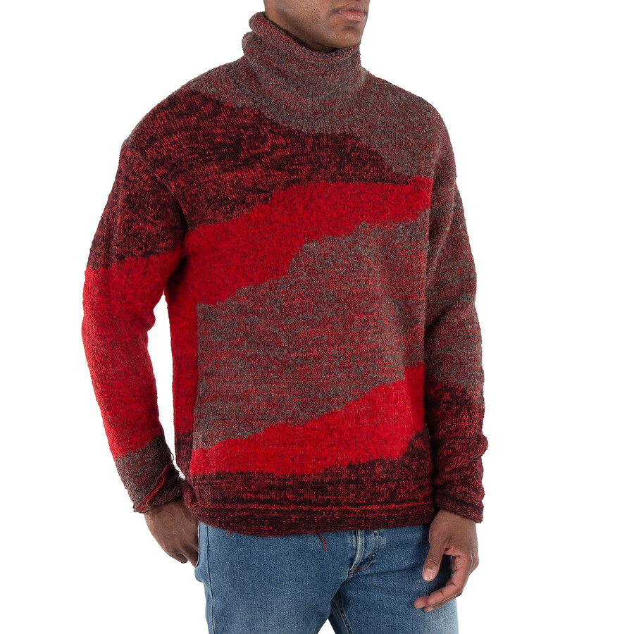 Men's Red Reversible Grunge Sweater