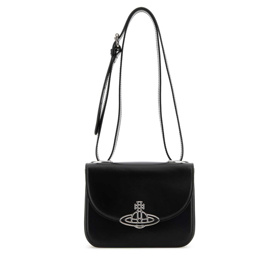 Vivienne Westwood Black Leather Linda Crossbody Bag In Black