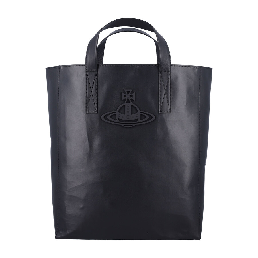Vivienne Westwood Smooth Cowhide Tote Bag With Sturdy Handles In Black