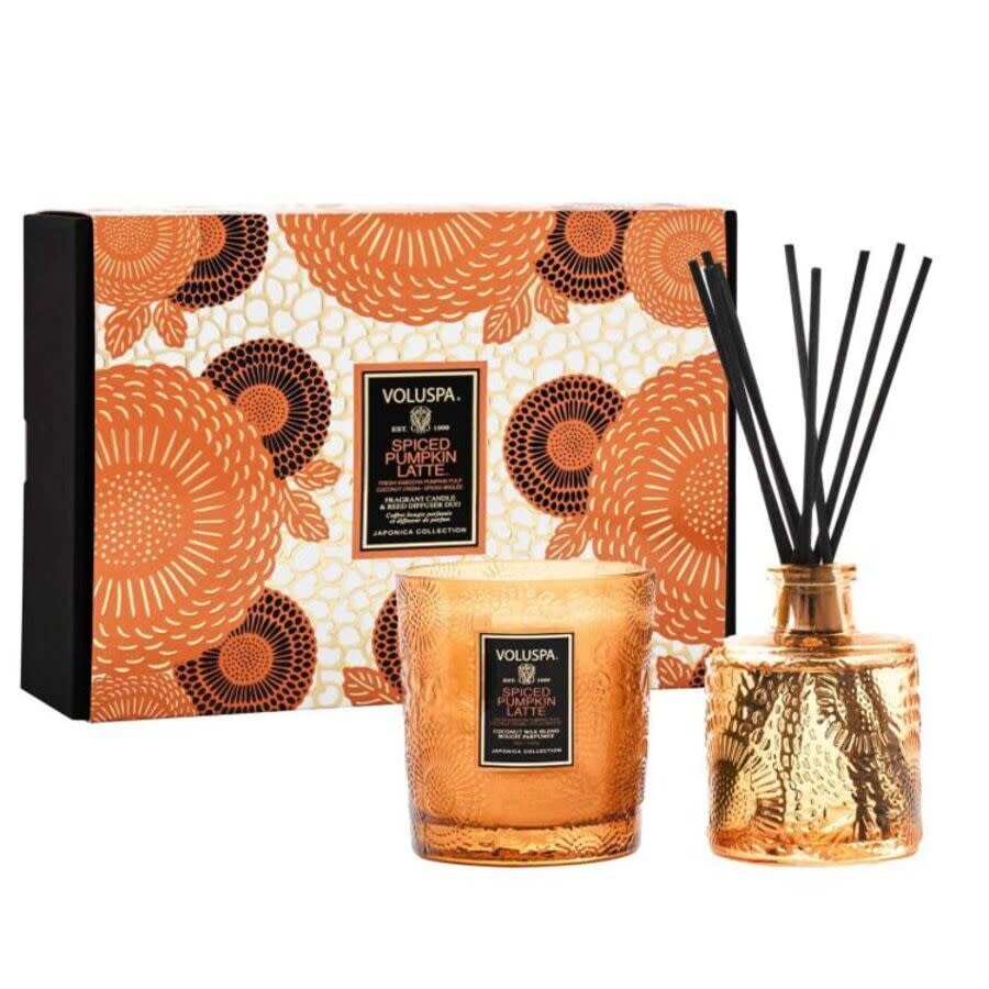 Voluspa Unisex Spiced Pumpkin Candle & Diffuser Gift Set Fragrances 806644743217 In Orange