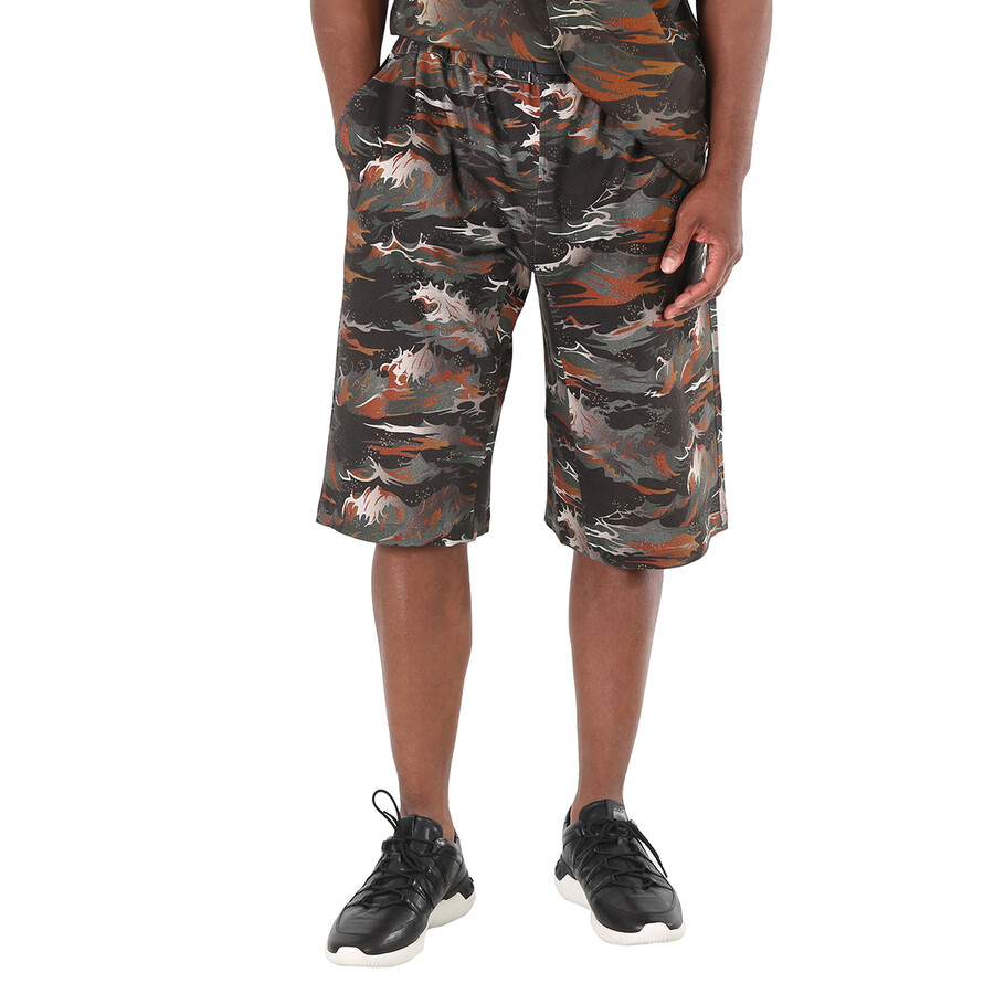 Shop White Mountaineering Men's Graphic-print Wide-leg Shorts In Black