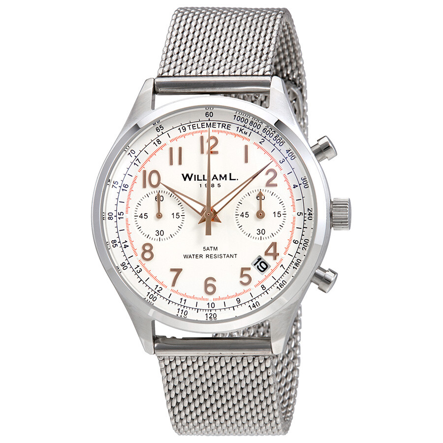 William L 1985 Vintage Chronograph White Dial Men's Watch WLAC01BCORMM ...