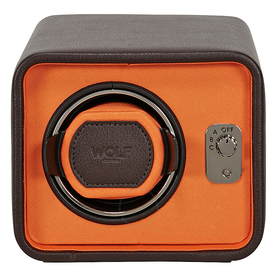 Wolf Windsor Brown Orange Single Watch Winder 452406 Winders Wolf Windsor Brown Orange Single Watch Winder 452406