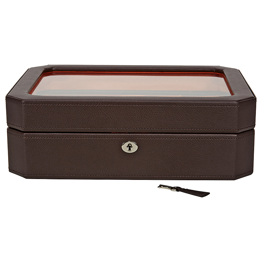 Wolf Windsor Ten Piece Brown/Orange Watch Box 458406