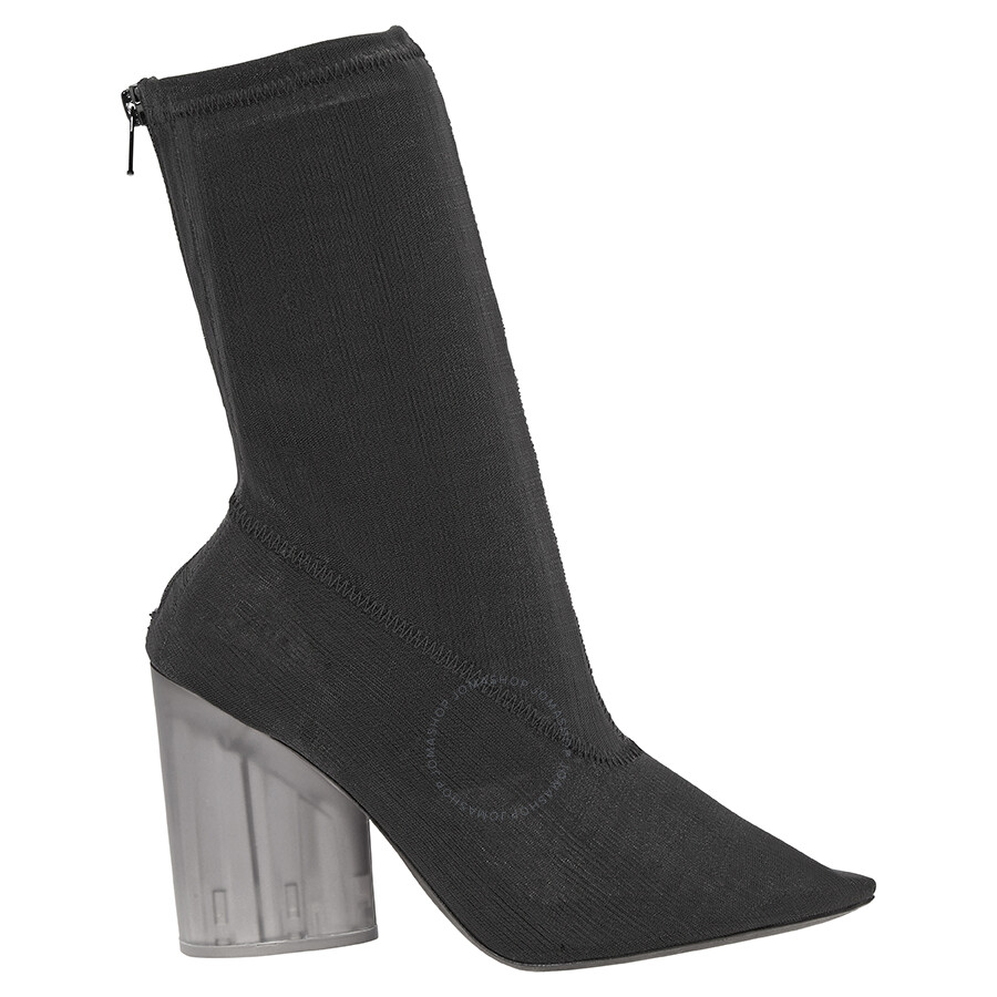 Yeezy Ladies Graphite 100 Bootie Knit Opq Heel In Graphite