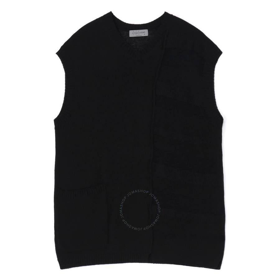 Yohji Yamamoto 7g Switch Border Switch V-neck Vest In Black