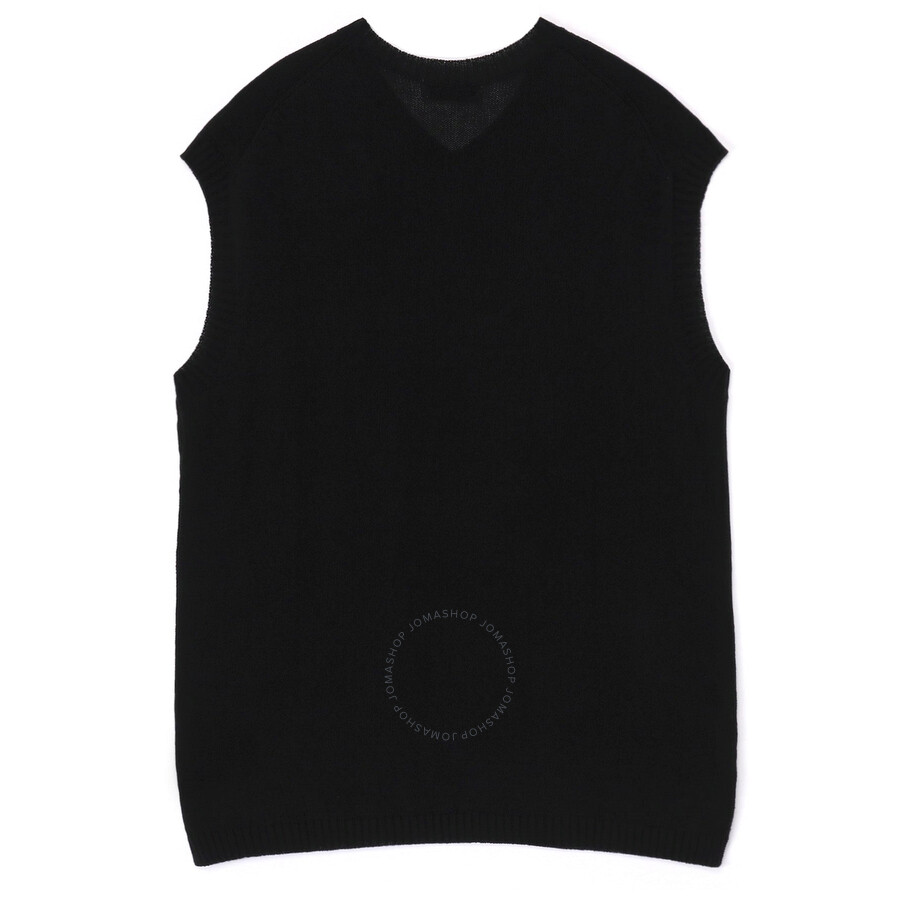 Yohji Yamamoto 7g Switch Border Switch V-neck Vest In Black