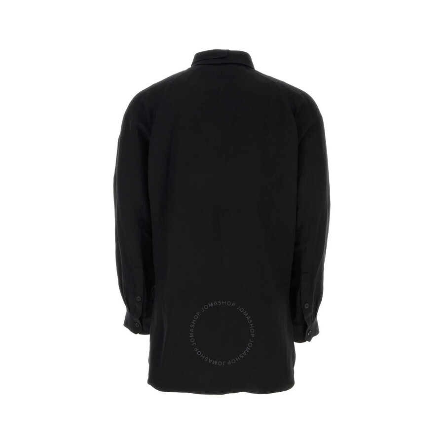 Yohji Yamamoto Graphic Print Linen Blend Shirt In Black