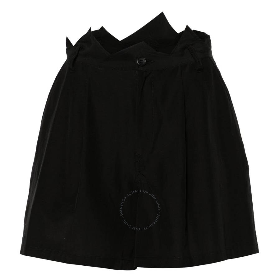 Yohji Yamamoto Asymmetric-edge Shorts In Black