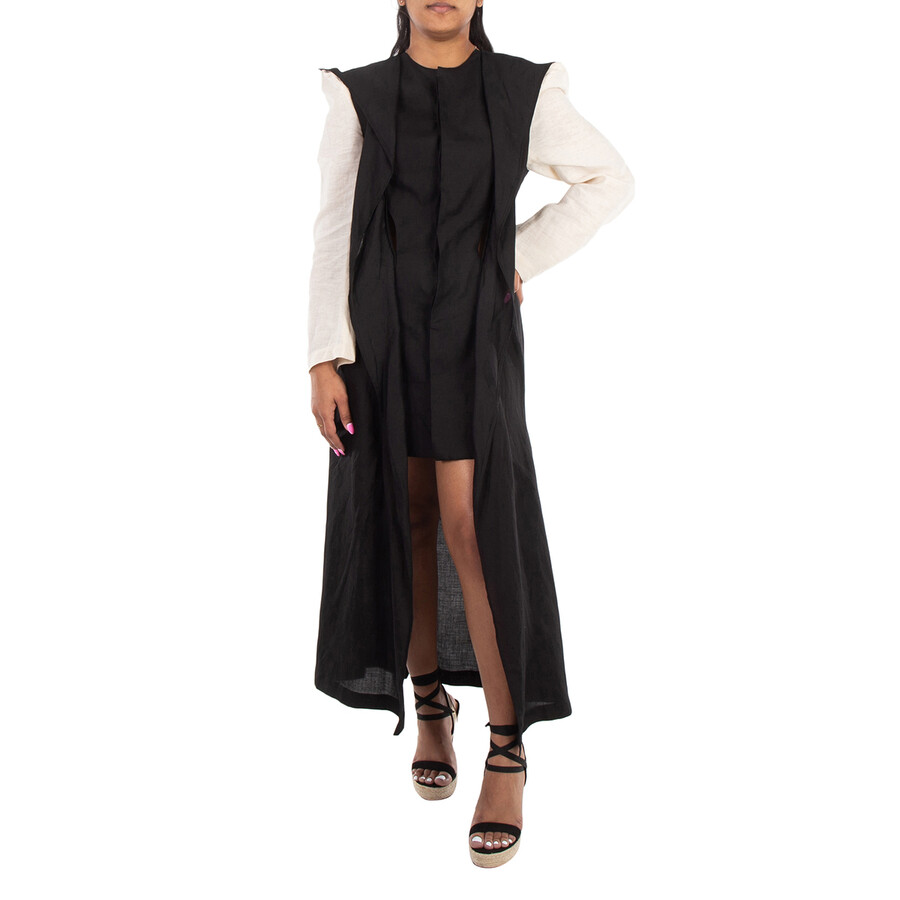 Black Button Detail Long-Sleeve Dress, Brand Size 1 (X-Small)