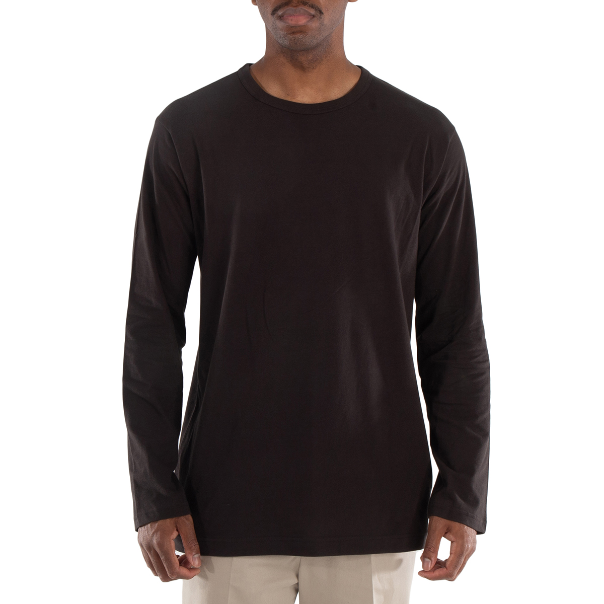 Yohji Yamamoto Charcoal Round Neck Long Sleeve T-Shirt, Brand Size 