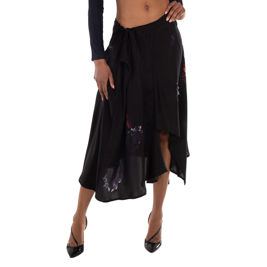 Yohji Yamamoto Drape & Gather Detail Silk Skirt, Brand Size