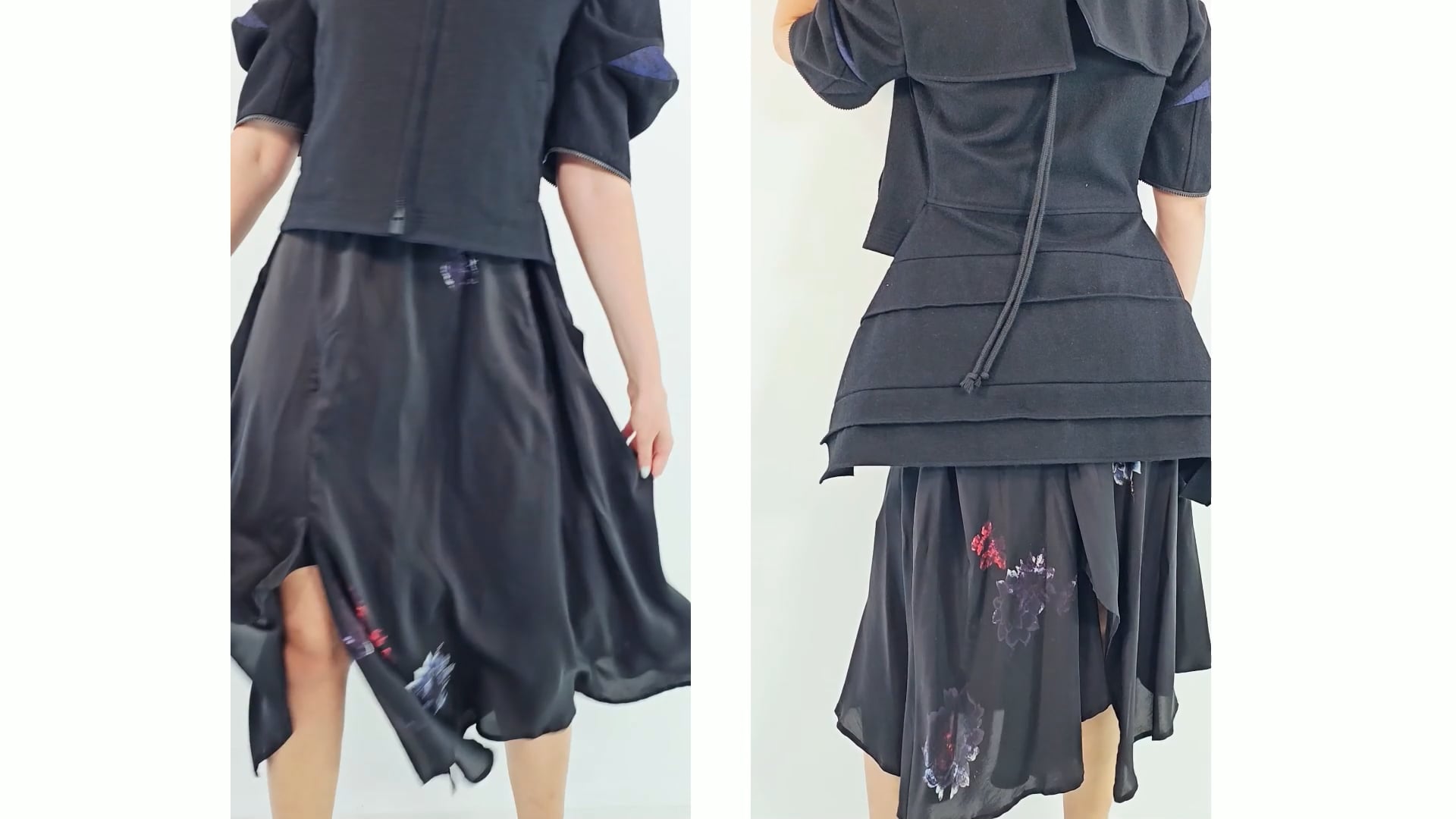 Yohji Yamamoto Drape & Gather Detail Silk Skirt, Brand Size 1