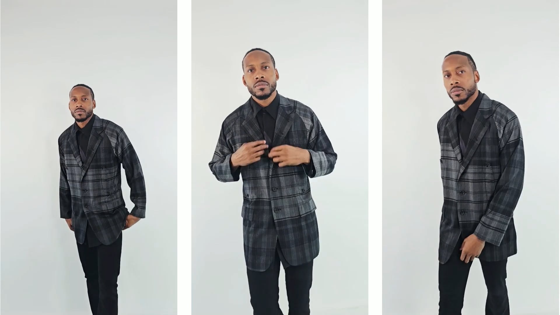 Yohji Yamamoto Men's Check Box Raglan Sleeve Jacket, Brand Size 2