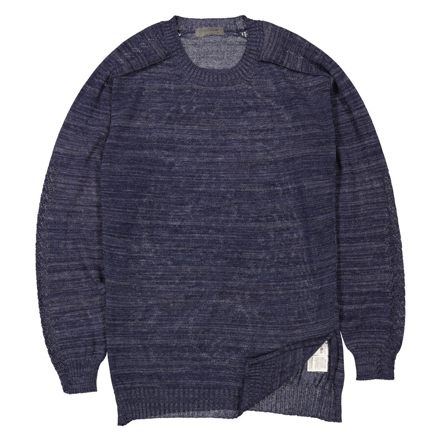 Yohji Yamamoto Navy Open Work Po Sweater In Blue