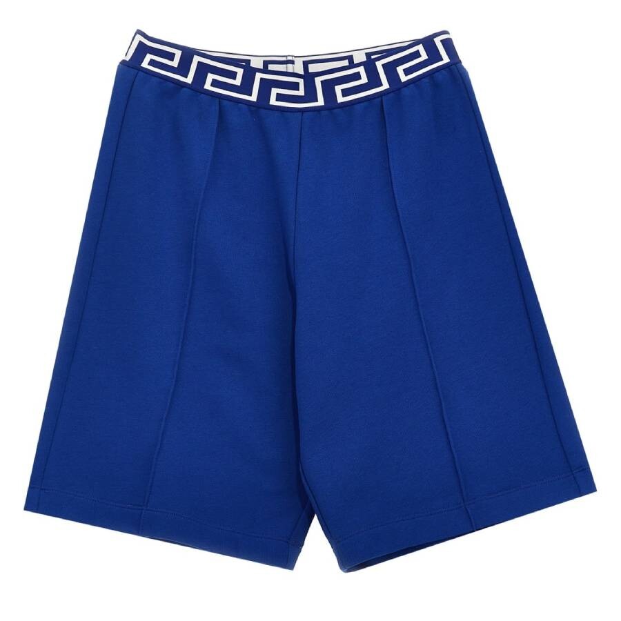 Young Versace Boys Greca Waistband Medusa Shorts In Blue