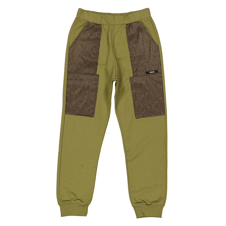 Young Versace Boys Logo Detail Sweatpants In Green