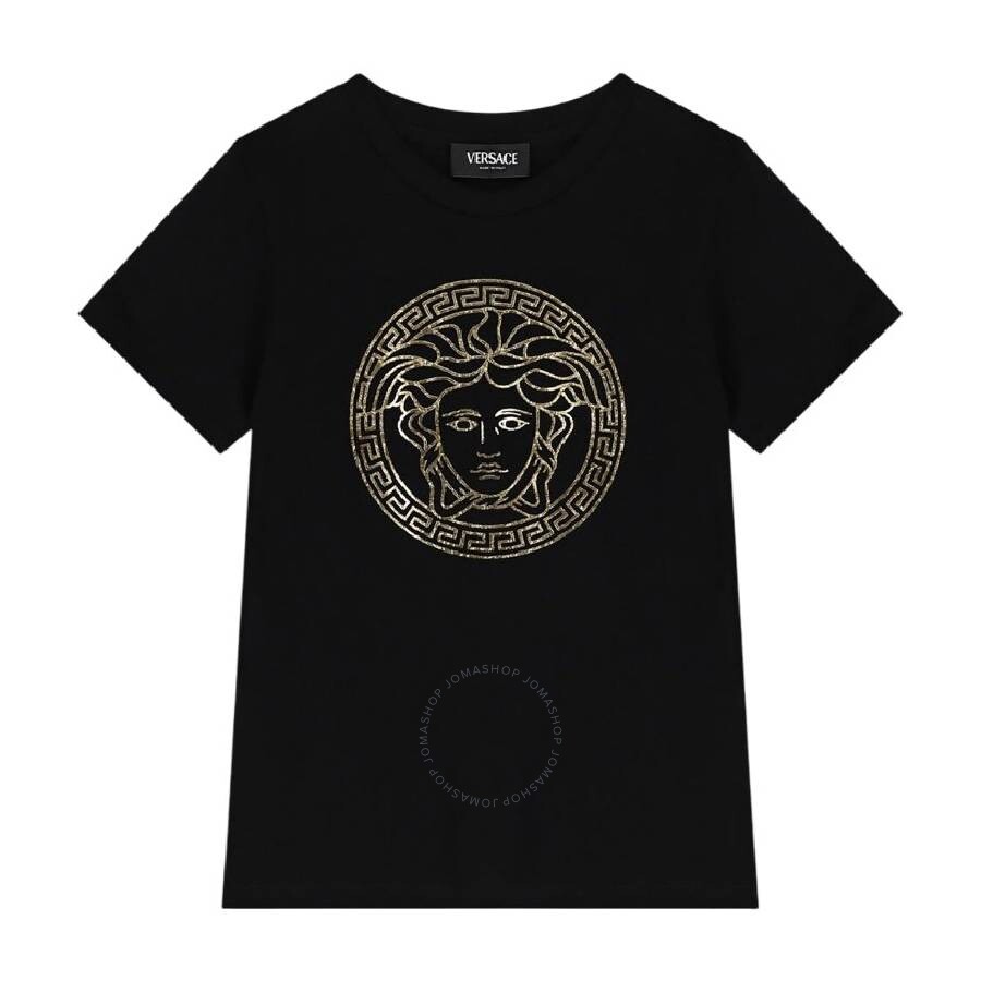 Young Versace Kids'  Boys Medusa Print Crew Neck Shirt In Black