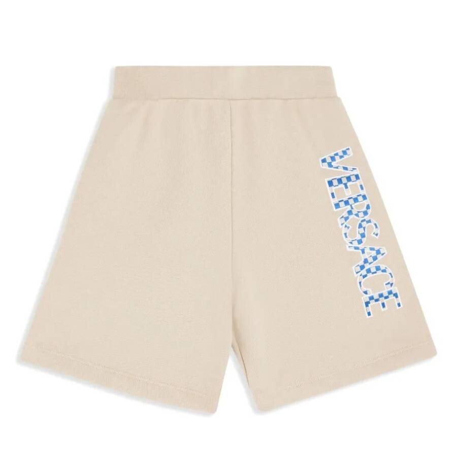 Young Versace Boys Side Logo Cotton Shorts In Beige