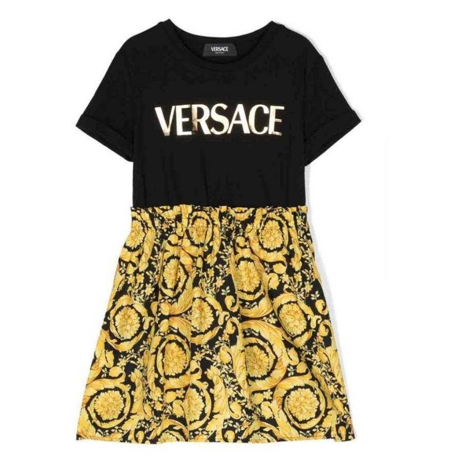 Young Versace Dress Kids Color Black In Gold Tone/black