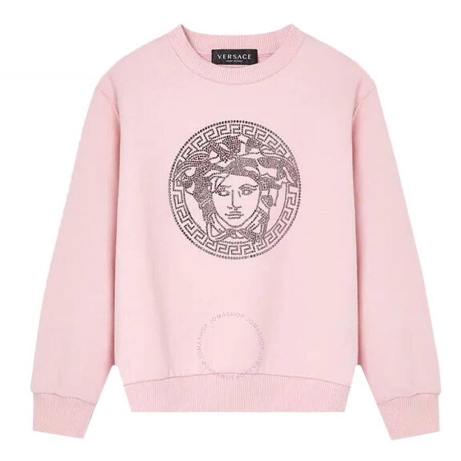 Young Versace Girls Medusa Embellished Sweatshirt In Pink