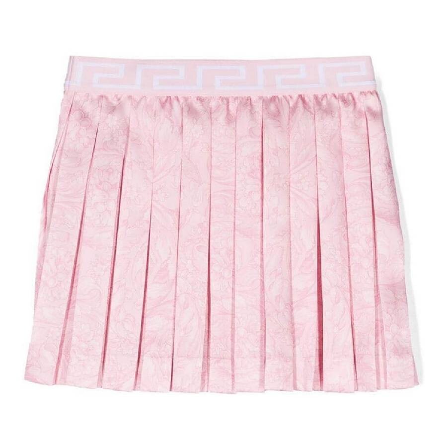 Young Versace Girls Pleated Barocco Skirt In Pink