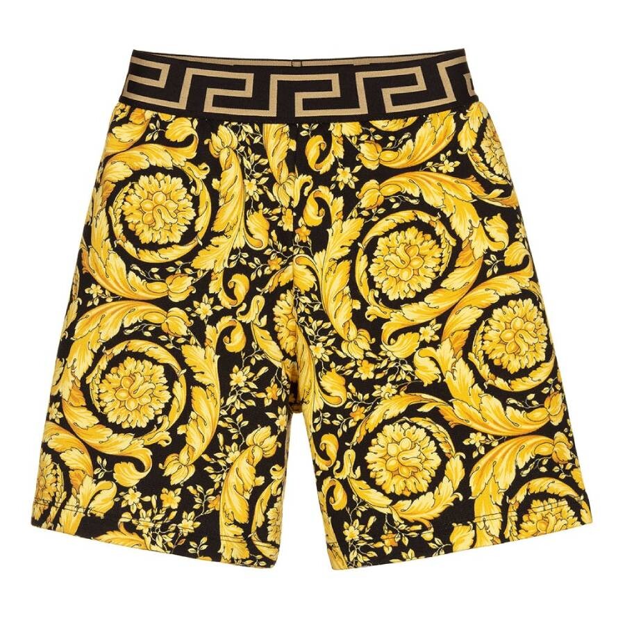 Kids Barocco Print Cotton Shorts