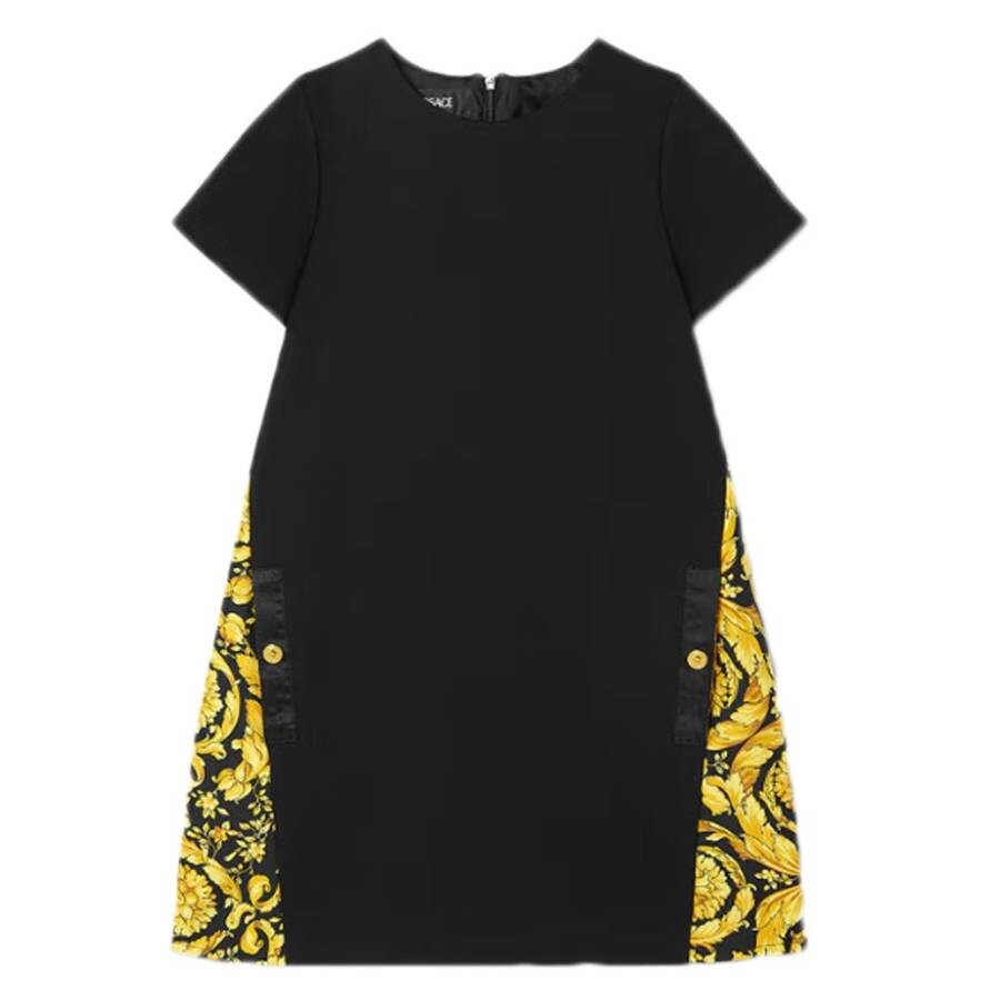 Kids Barocco Print Short-Sleeve Dress, Size 14Y