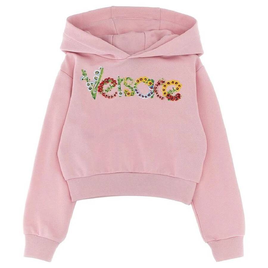Kids Floral Logo Embroidered Hoodie, Size 12Y