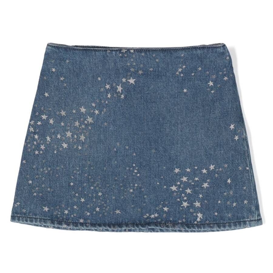 Kids Glitter Star Print Denim Skirt