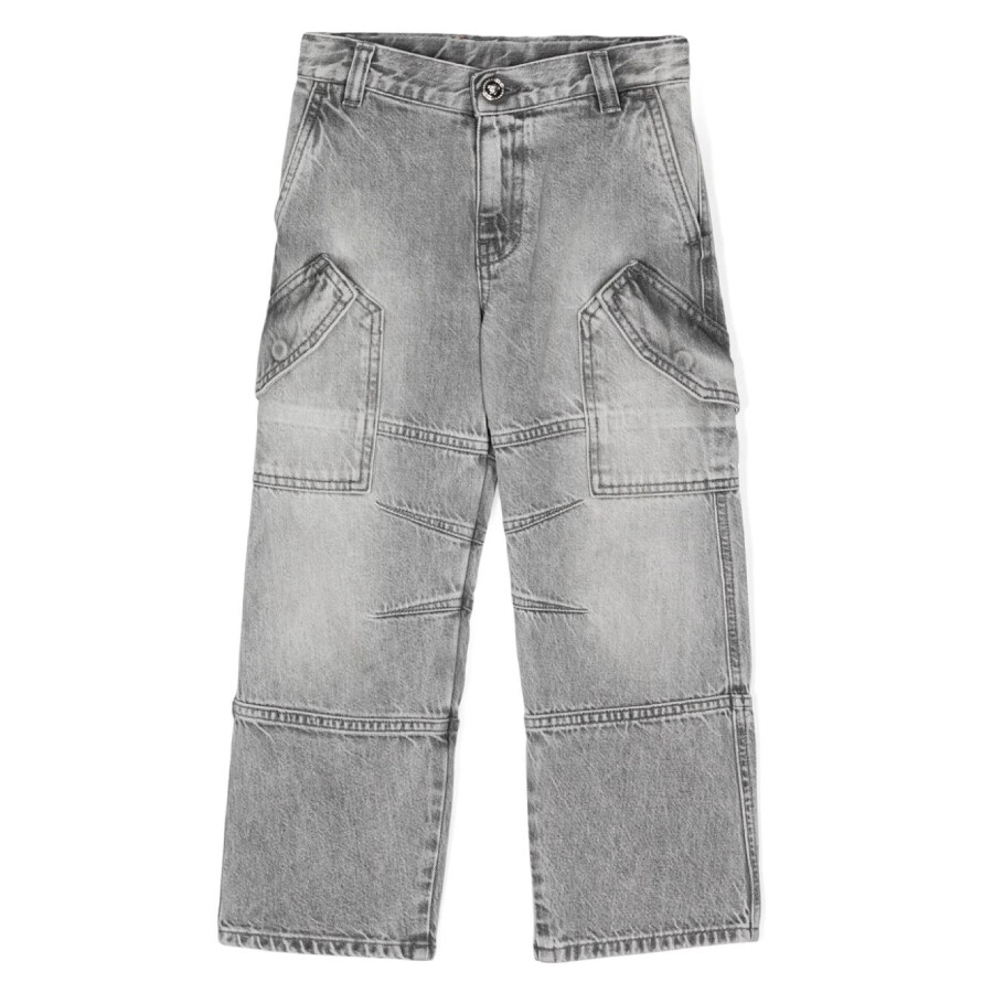 Kids Logo Patch Panelled Straight-Leg Cargo Jeans